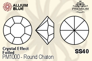 PREMIUM Round Chaton (PM1000) SS40 - Crystal Effect With Foiling - 關閉視窗 >> 可點擊圖片