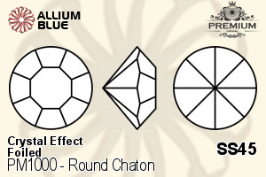 PREMIUM Round Chaton (PM1000) SS45 - Crystal Effect With Foiling - 关闭视窗 >> 可点击图片