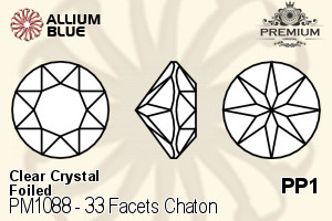 PREMIUM 33 Facets Chaton (PM1088) PP1 - Clear Crystal With Foiling - Haga Click en la Imagen para Cerrar