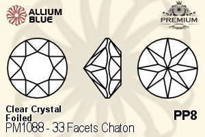PREMIUM 33 Facets Chaton (PM1088) PP8 - Clear Crystal With Foiling - Click Image to Close