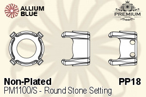 PREMIUM Round Stone Setting (PM1100/S), With 1 Loop, PP18 (2.5mm), Unplated Brass - 關閉視窗 >> 可點擊圖片