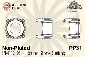 PREMIUM Round Stone Setting (PM1100/S), With 1 Loop, PP31 (3.8 - 4.0mm), Unplated Brass - Click Image to Close