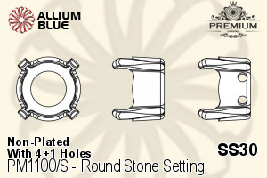 PREMIUM Round Stone Setting (PM1100/S), With Sew-on Holes, SS30 (6.3 - 6.5mm), Unplated Brass - Click Image to Close