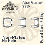 PREMIUM Round Stone Setting (PM1100/S), No Hole, SS65 (15.4 - 15.7mm), Unplated Brass