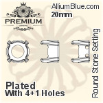 PREMIUM Round Stone 石座, (PM1100/S), 縫い穴付き, 20mm, メッキあり 真鍮