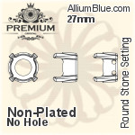PREMIUM Round Stone 石座, (PM1100/S), 縫い穴なし, 27mm, メッキなし 真鍮