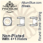 PREMIUM Round Stone 石座, (PM1100/S), 縫い穴付き, 27mm, メッキなし 真鍮