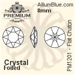 PREMIUM Flat Chaton (PM1201) 8mm - Clear Crystal With Foiling