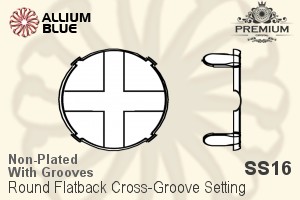 PREMIUM Round Flatback Cross-Groove Setting (PM2000/S), With Sew-on Cross Grooves, SS16 (4mm), Unplated Brass