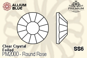 PREMIUM CRYSTAL Round Rose Flat Back SS6 Crystal F