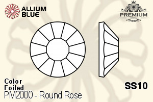 PREMIUM CRYSTAL Round Rose Flat Back SS10 Rose F
