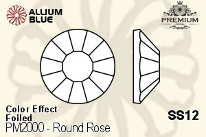 PREMIUM CRYSTAL Round Rose Flat Back SS12 Light Sapphire AB F