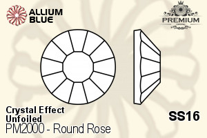 PREMIUM Round Rose Flat Back (PM2000) SS16 - Crystal Effect Unfoiled