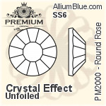 PREMIUM Round Rose Flat Back (PM2000) SS6 - Crystal Effect Unfoiled
