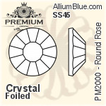 PREMIUM Round Rose Flat Back (PM2000) SS45 - Clear Crystal With Foiling