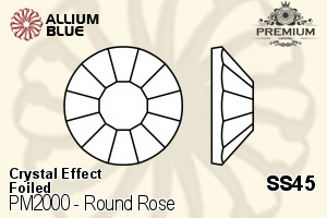 PREMIUM Round Rose Flat Back (PM2000) SS45 - Crystal Effect With Foiling - 关闭视窗 >> 可点击图片