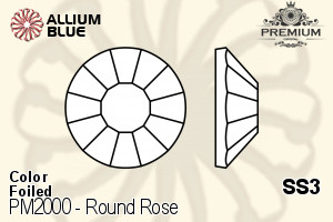 PREMIUM CRYSTAL Round Rose Flat Back SS3 Light Sapphire F