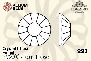 PREMIUM CRYSTAL Round Rose Flat Back SS3 Crystal Metallic Blue F
