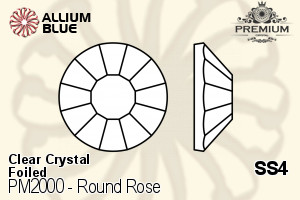 PREMIUM Round Rose Flat Back (PM2000) SS4 - Clear Crystal With Foiling - 关闭视窗 >> 可点击图片