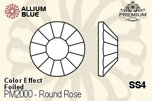 PREMIUM CRYSTAL Round Rose Flat Back SS4 Black Diamond AB F