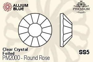 PREMIUM Round Rose Flat Back (PM2000) SS5 - Clear Crystal With Foiling - Haga Click en la Imagen para Cerrar