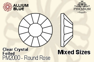 PREMIUM Round Rose Flat Back (PM2000) Mixed Sizes - Clear Crystal With Foiling - Haga Click en la Imagen para Cerrar