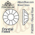 PREMIUM Round Rose Flat Back (PM2000) Mixed Sizes - Clear Crystal With Foiling