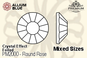 PREMIUM CRYSTAL Round Rose Flat Back Mixed Sizes Crystal Dorado F