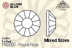 PREMIUM CRYSTAL Round Rose Flat Back Mixed Sizes Citrine F