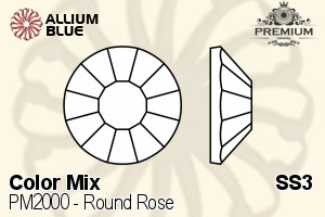 PREMIUM Round Rose Flat Back (PM2000) SS3 - Color Mix - 关闭视窗 >> 可点击图片