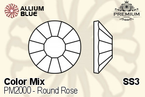 PREMIUM Round Rose Flat Back (PM2000) SS3 - Color Mix - Haga Click en la Imagen para Cerrar