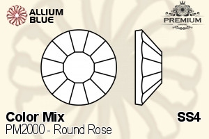 PREMIUM Round Rose Flat Back (PM2000) SS4 - Color Mix