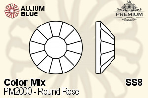 PREMIUM Round Rose Flat Back (PM2000) SS8 - Color Mix - 關閉視窗 >> 可點擊圖片