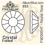 PREMIUM Round Rose Hot-Fix Flat Back (PM2000HF) SS3 - Clear Crystal With Foiling