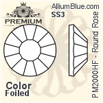 PREMIUM Round Rose Hot-Fix Flat Back (PM2000HF) SS3 - Color With Foiling