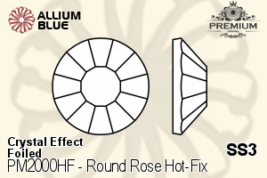 PREMIUM CRYSTAL Round Rose Hot-Fix Flat Back SS3 Crystal Starlight F