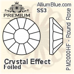 PREMIUM Round Rose Hot-Fix Flat Back (PM2000HF) SS4 - Color Effect With Foiling