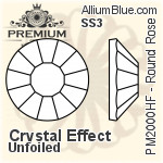 PREMIUM Round Rose Hot-Fix Flat Back (PM2000HF) SS3 - Crystal Effect Unfoiled