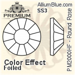 PREMIUM Round Rose Hot-Fix Flat Back (PM2000HF) SS4 - Color With Foiling