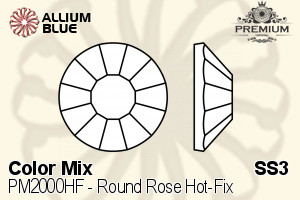 PREMIUM Round Rose Hot-Fix Flat Back (PM2000HF) SS3 - Color Mix - 關閉視窗 >> 可點擊圖片