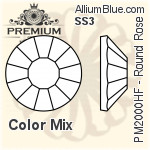 PREMIUM Round Rose Hot-Fix Flat Back (PM2000HF) SS3 - Color Mix