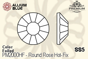 PREMIUM CRYSTAL Round Rose Hot-Fix Flat Back SS5 Smoked Topaz F