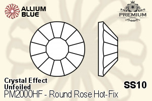 PREMIUM Round Rose Hot-Fix Flat Back (PM2000HF) SS10 - Crystal Effect Unfoiled