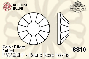 PREMIUM CRYSTAL Round Rose Hot-Fix Flat Back SS10 Montana AB F