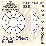 PREMIUM Round Rose Hot-Fix Flat Back (PM2000HF) SS16 - Color Effect With Foiling