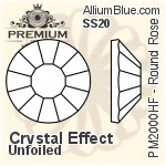 PREMIUM Round Rose Hot-Fix Flat Back (PM2000HF) SS20 - Crystal Effect Unfoiled