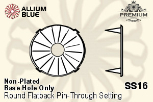 PREMIUM Round Flatback Pin-Through Setting (PM2001/S), Pin Through, SS16 (4mm), Unplated Brass