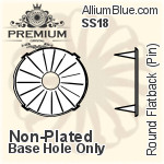 PREMIUM Round フラットバック Pin-Through 石座, (PM2001/S), ピン スルー, SS18 (4.4mm), メッキなし 真鍮
