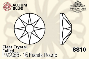PREMIUM 16 Facets Round Flat Back (PM2088) SS10 - Clear Crystal With Foiling - 關閉視窗 >> 可點擊圖片