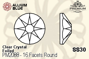 PREMIUM 16 Facets Round Flat Back (PM2088) SS30 - Clear Crystal With Foiling - Click Image to Close